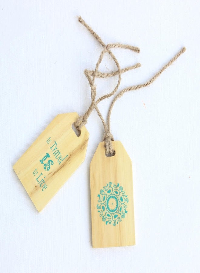 IVEI Wooden Travelling Luggage Tags - Bag Security Tag - Engraved Luggage Tags - Bag Tags with Quote - Suitcase Tags - Printed Tags - Sturdy and Light Weight - Gift for Travellers (Set of 2) - Blue - Image 4